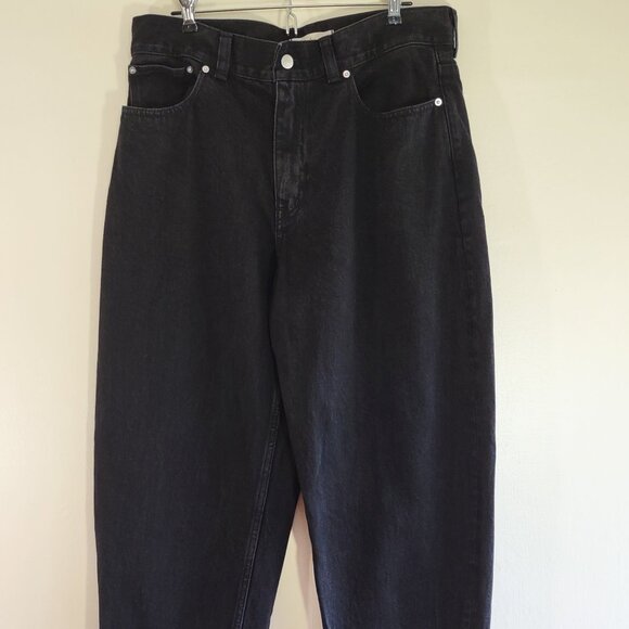 Madewell 'The Arc-Leg Jeans Black Denim Boho Barrel Style  Size 29 - Picture 3 of 10